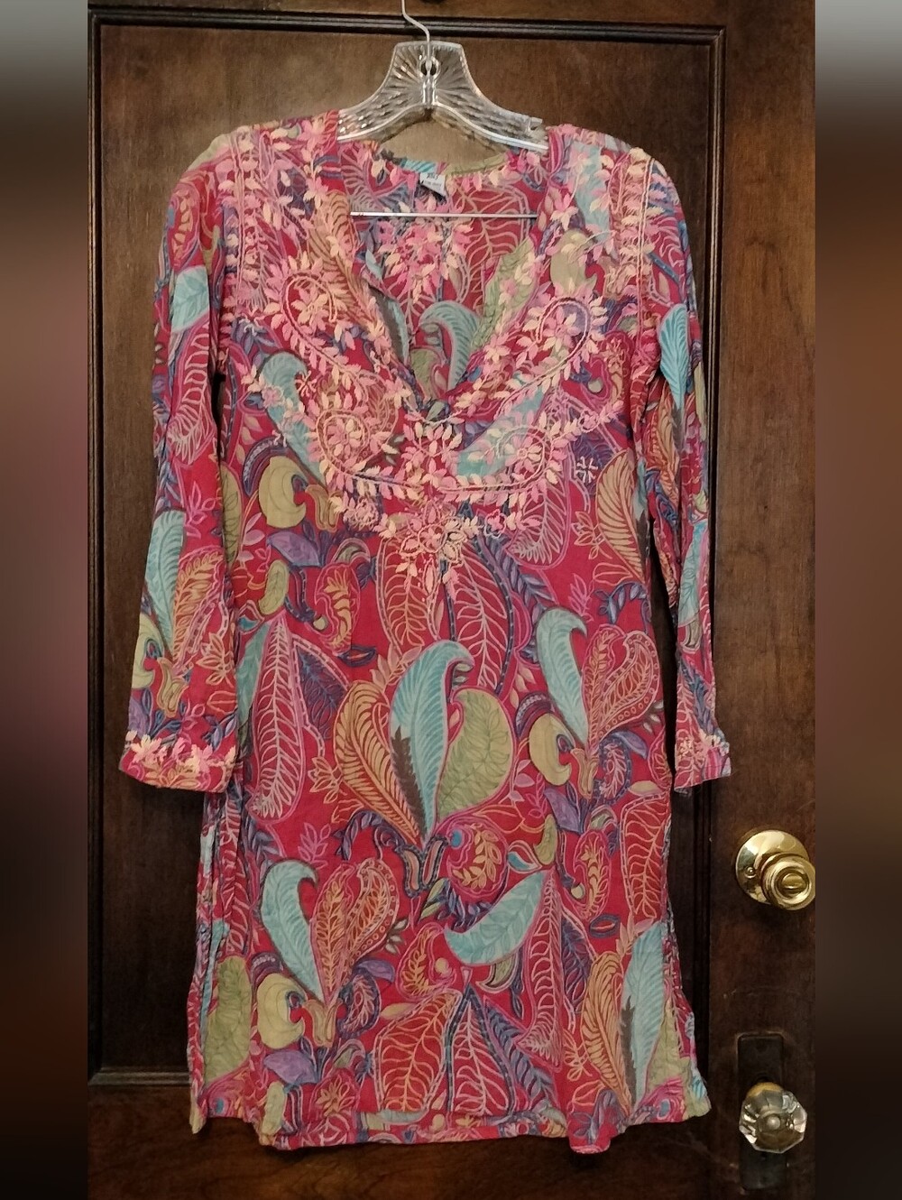 Raj Pink Multicolor Embroidered Cotton Top